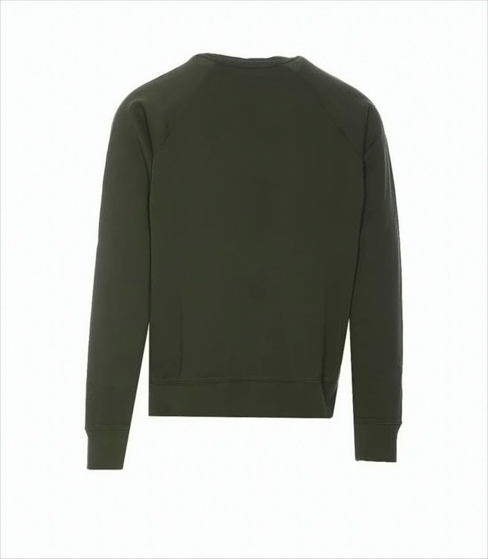 Long-Sleeve Deep Olive Green T-Shirt With Embroidered Fox Emblem