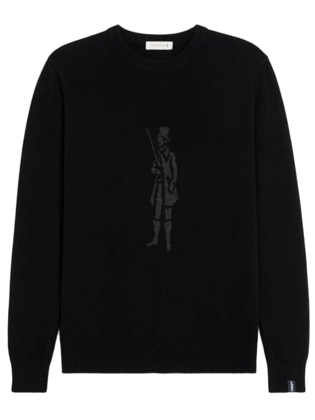 Crewneck Black Knit Sweater with Minimalist Graphic Detail