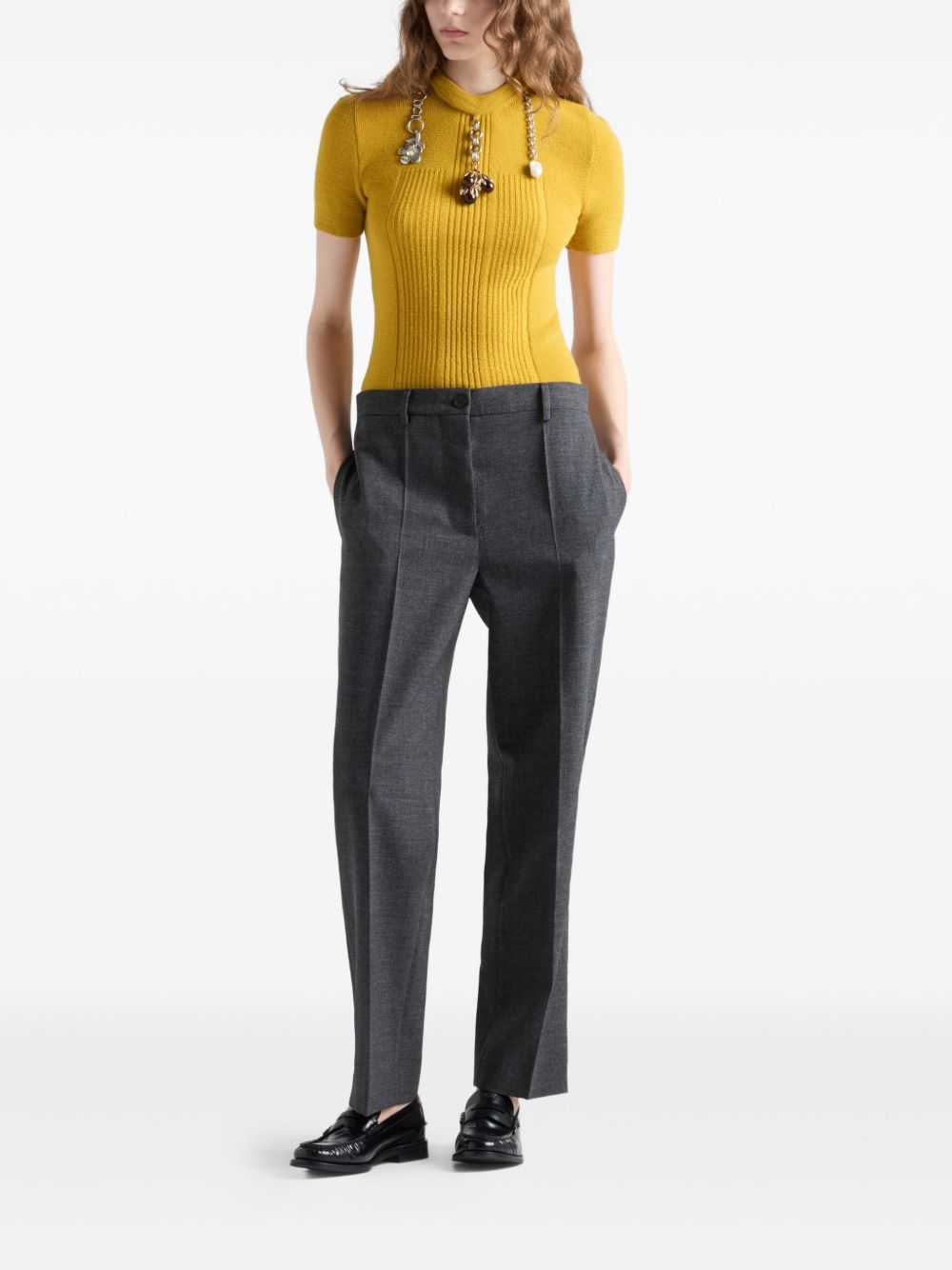 Tailored Straight-Leg Trousers With Mid-Rise Waist