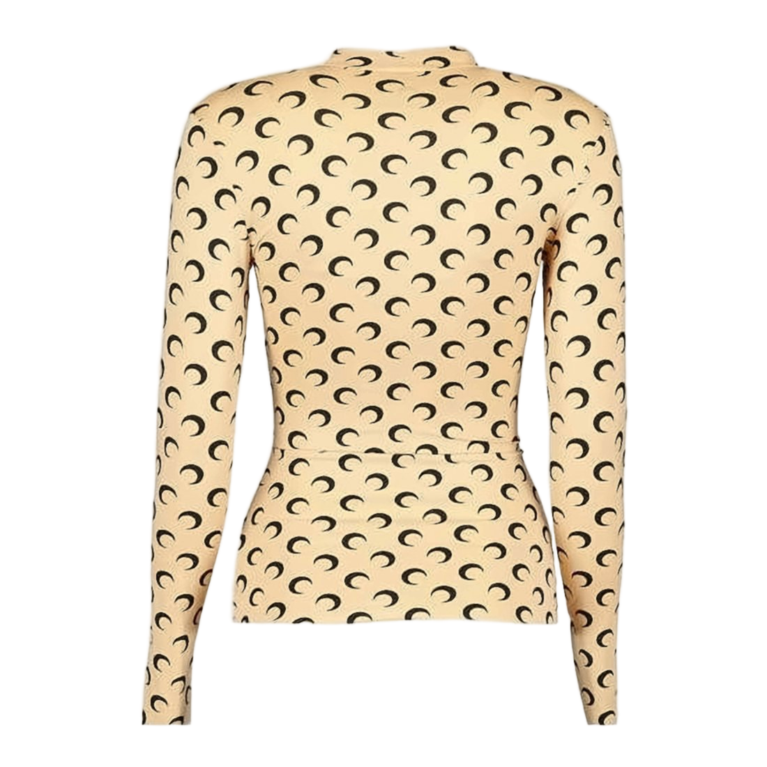 Fitted Long-Sleeve Top With Crescent Moon Print