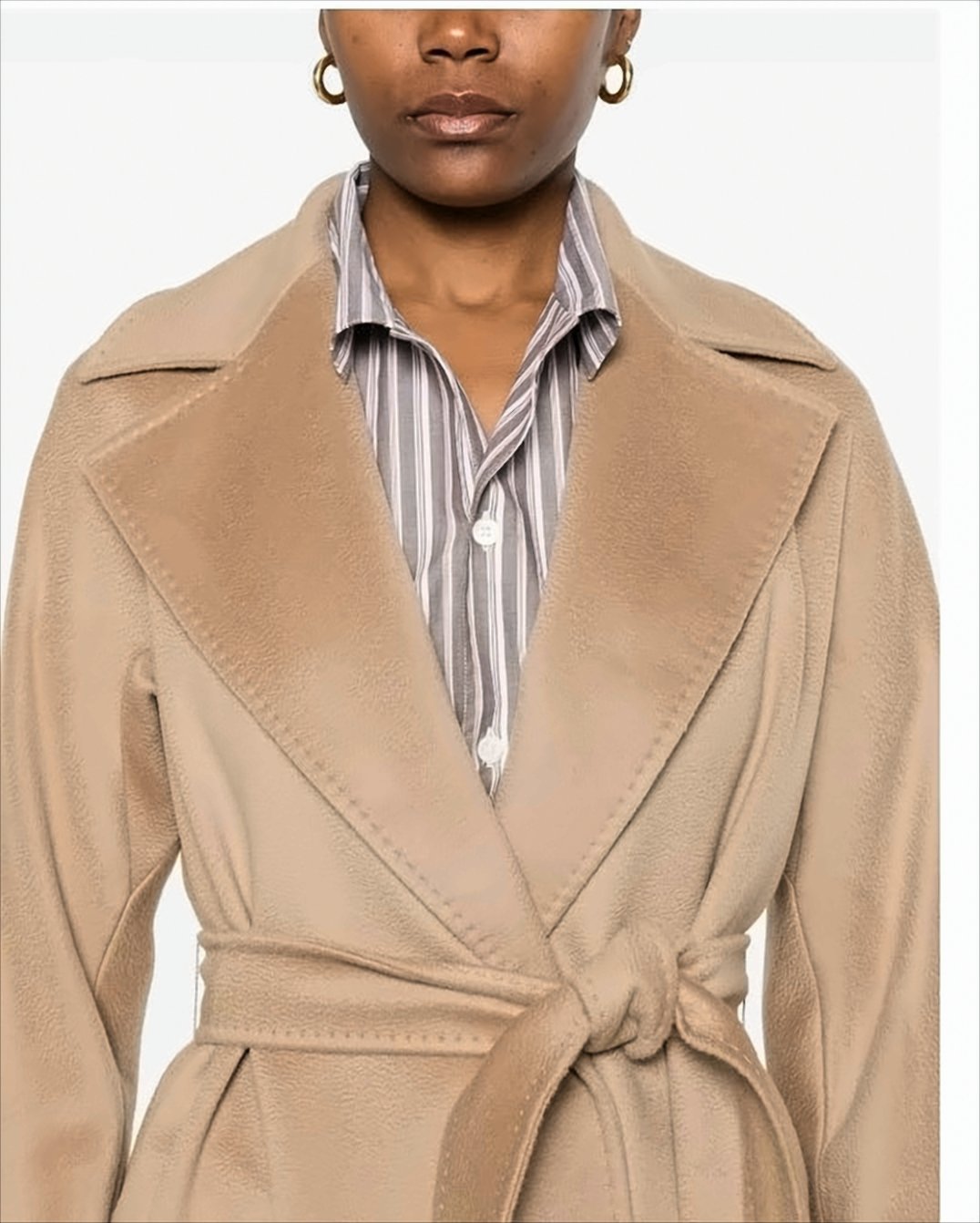 Robe Silhouette Long Coat In Pure Wool Drap