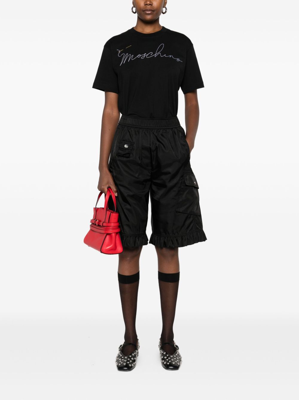 Cotton Short-Sleeved Top with Embroidered Logo