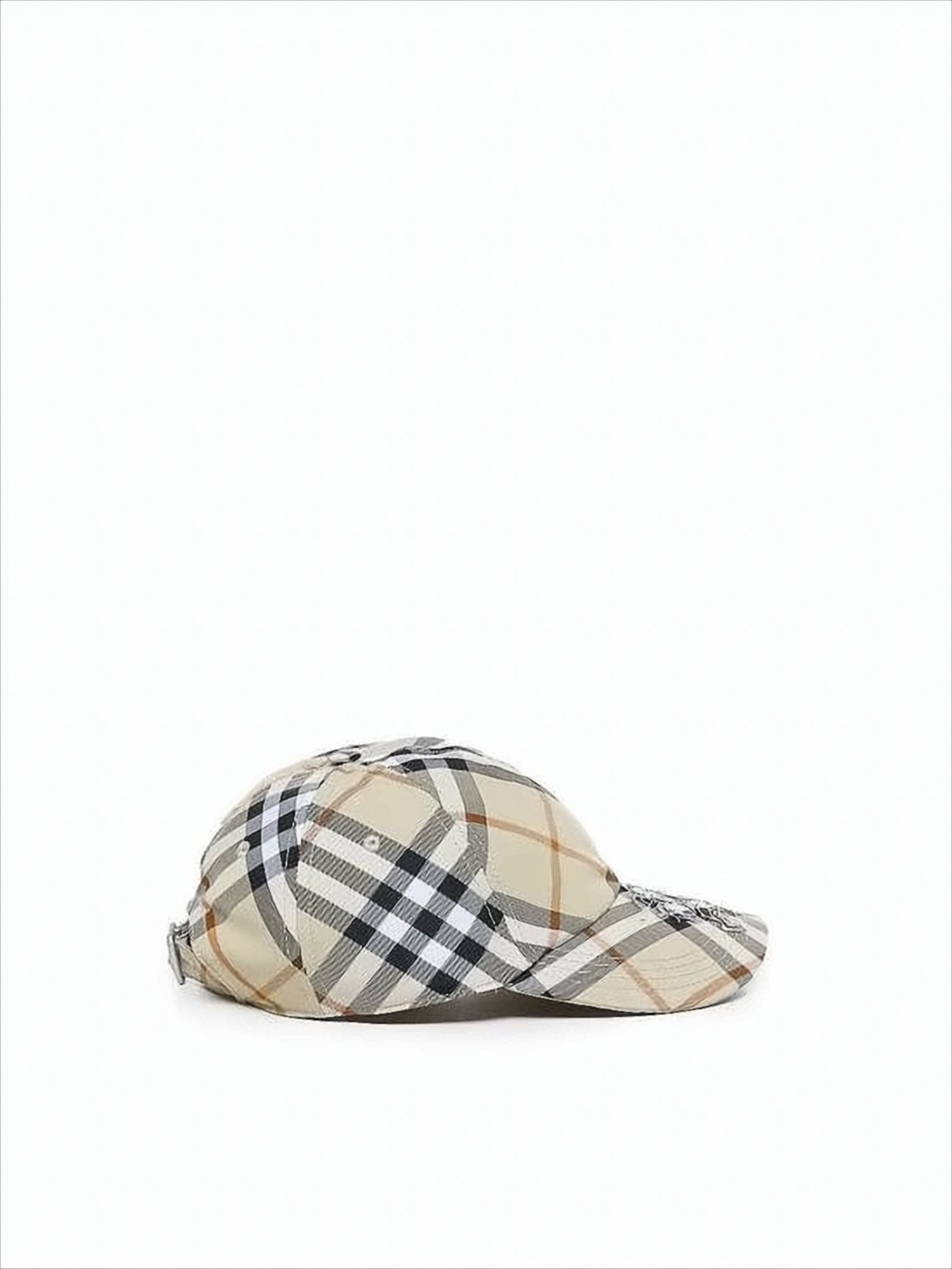 Beige Plaid Baseball Cap with Curved Brim