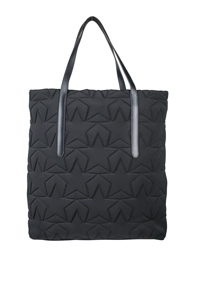 Star-Stitched Neoprene Tote Bag With Leather Straps