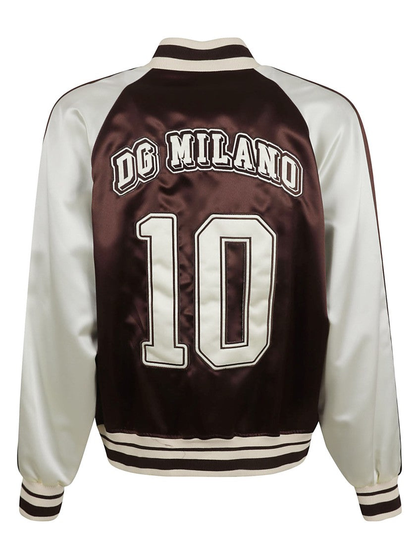 Satin Finish Bomber Jacket With Contrasting Sleeves