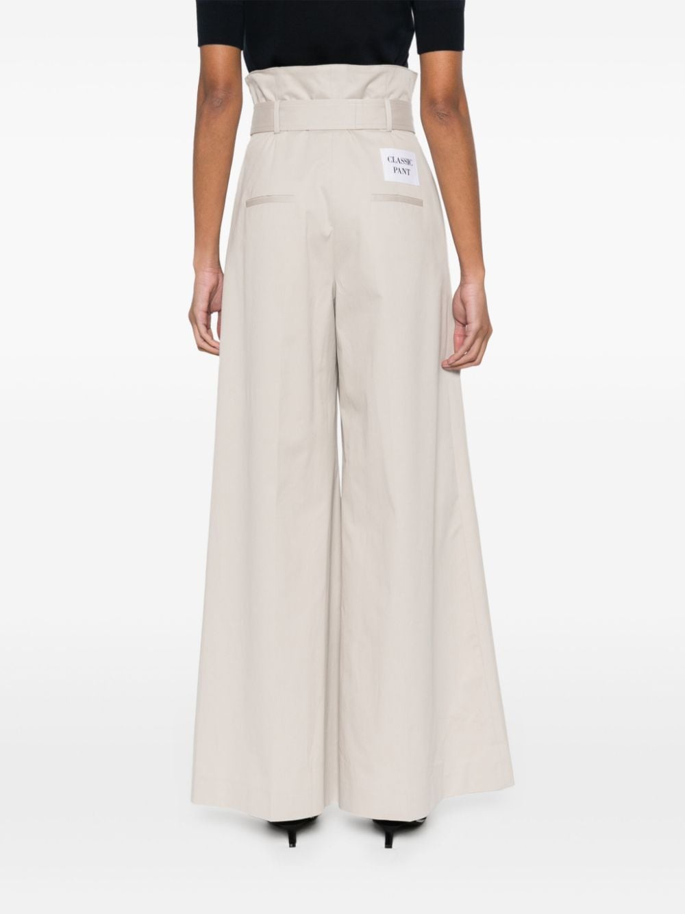 Wide-Leg Sand Beige Trousers
