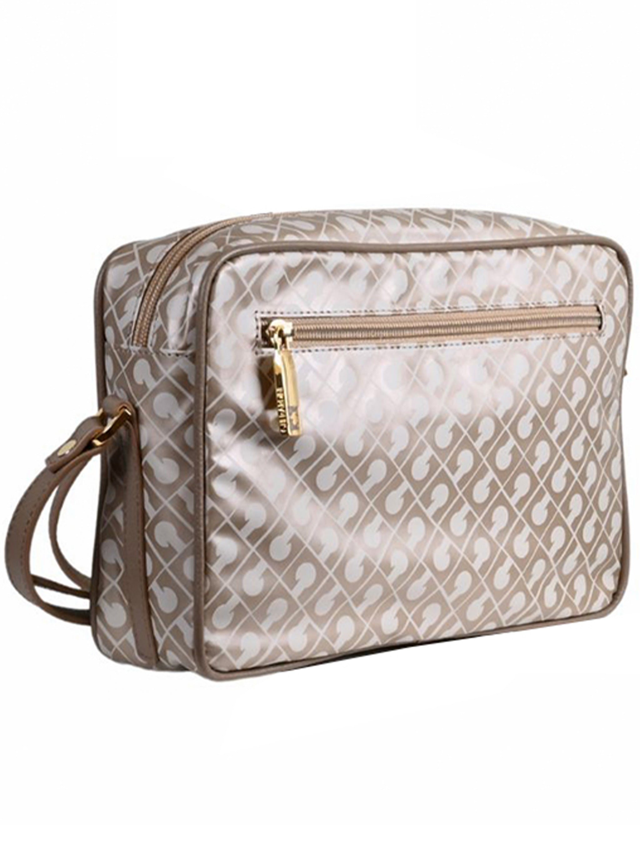 Beige/Cream Monogram Leather Crossbody Camera Bag