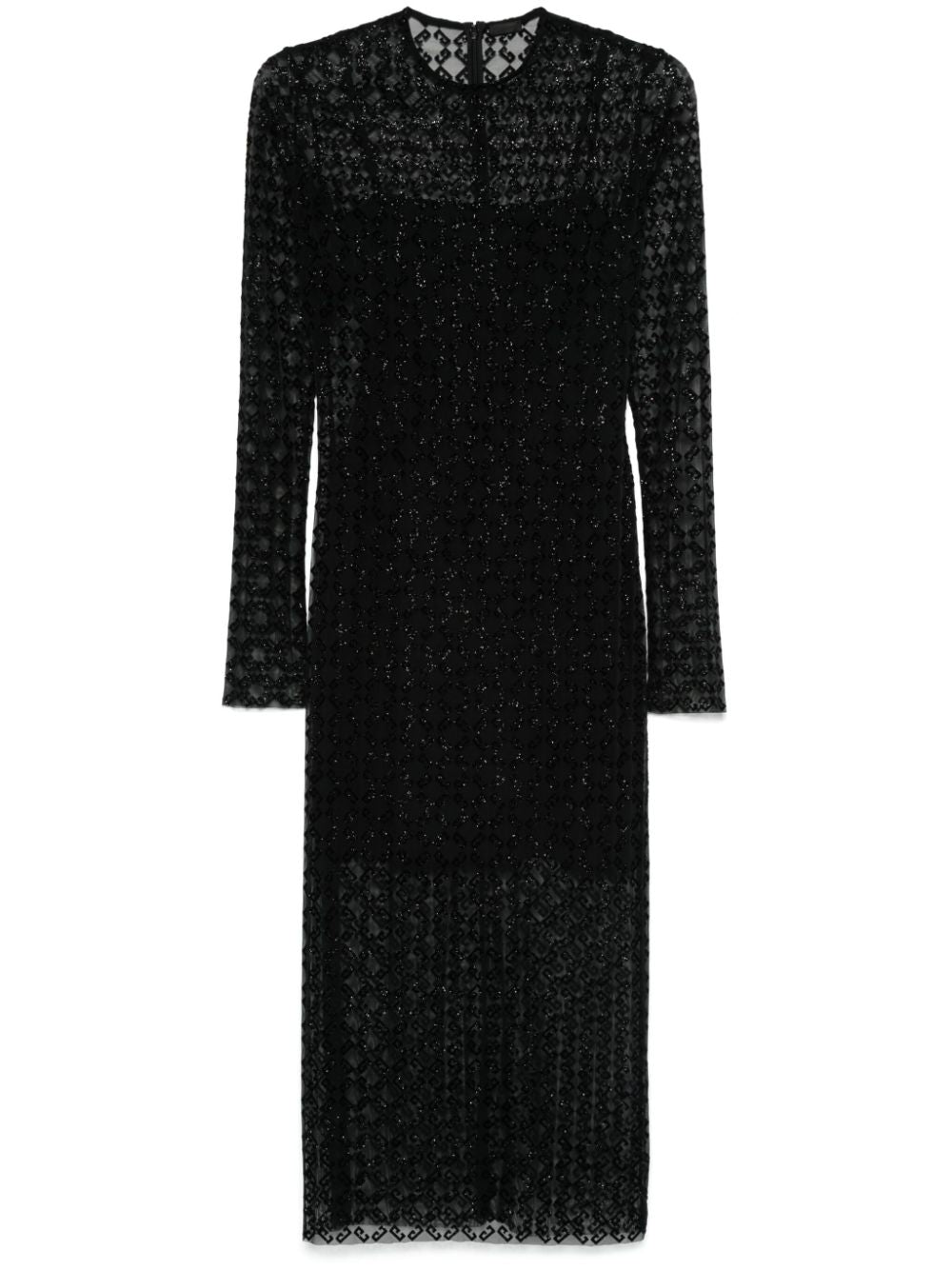 Sheer Overlay Midi Dress