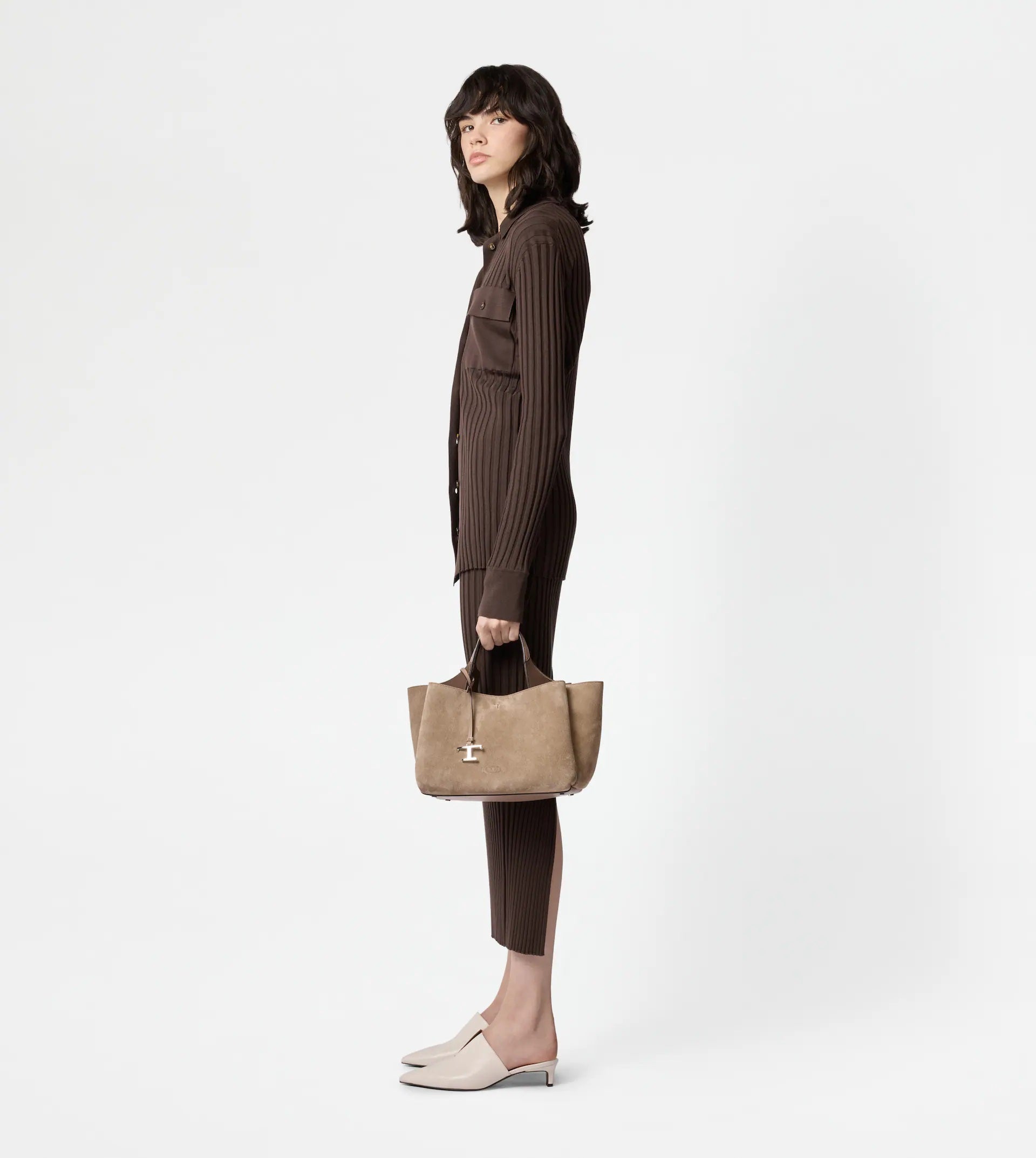 Beige Apa 2 Manici Mini Trac Bag