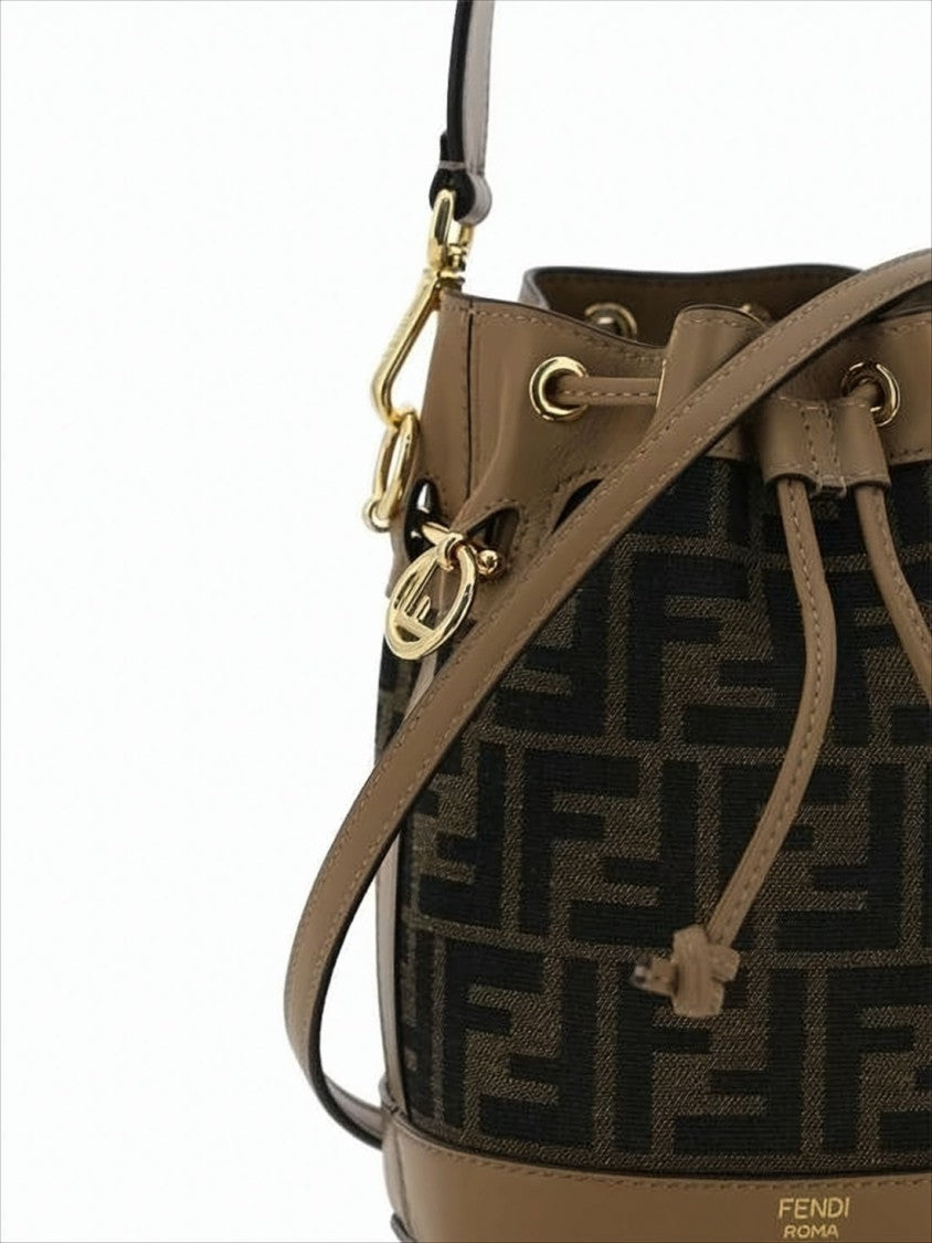 Bucket-Style Monogram Shoulder Bag with Drawstring Closure