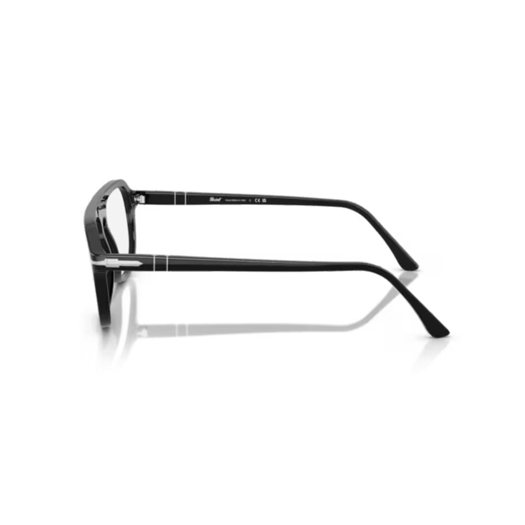 0po3368v Polished Black Acetate Aviator-Inspired Sunglasses with Silver Accents