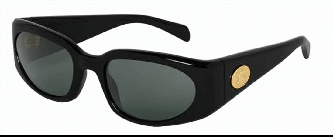 Rectangular Black Acetate Sunglasses with Metallic Accents