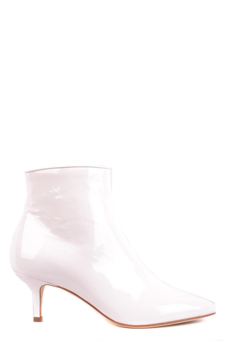 Glossy Leather Ankle Boots With Pointed Toe