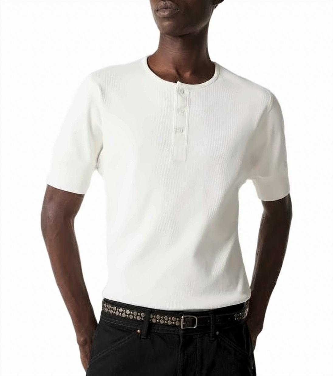 Ribbed Short-Sleeve Knit Top