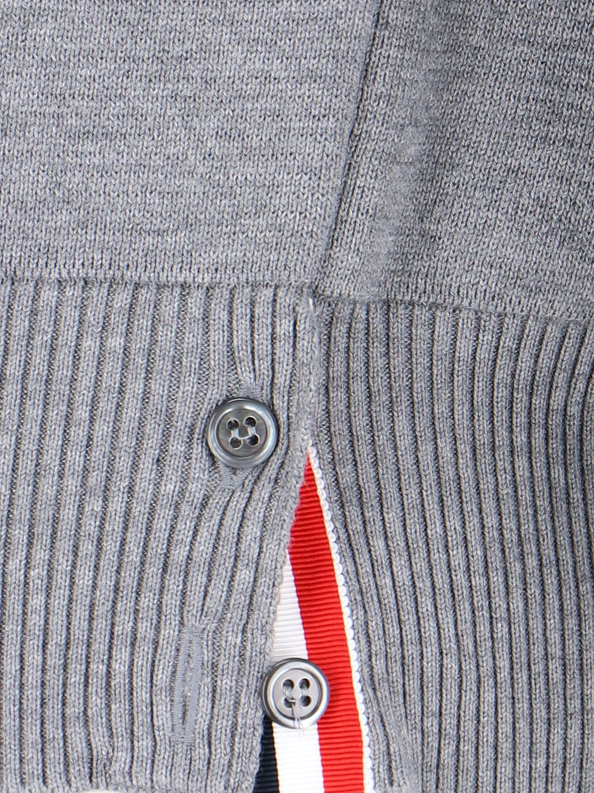 Grey Cotton Crewneck Sweater With Tricolor Grosgrain Highlights