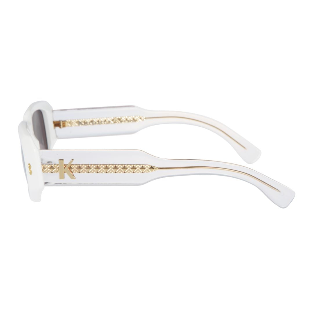 Klarissa Glamour Bold Rectangular Frame Sunglasses with Gold Detailing