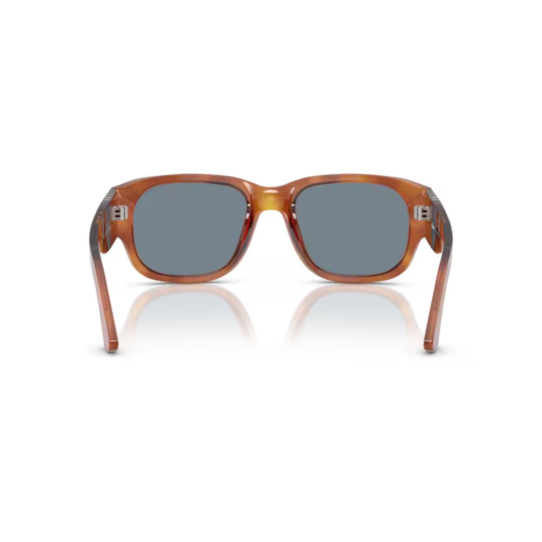 0po3380s Rectangular Tortoiseshell Acetate Sunglasses with Silver Arrow Detail