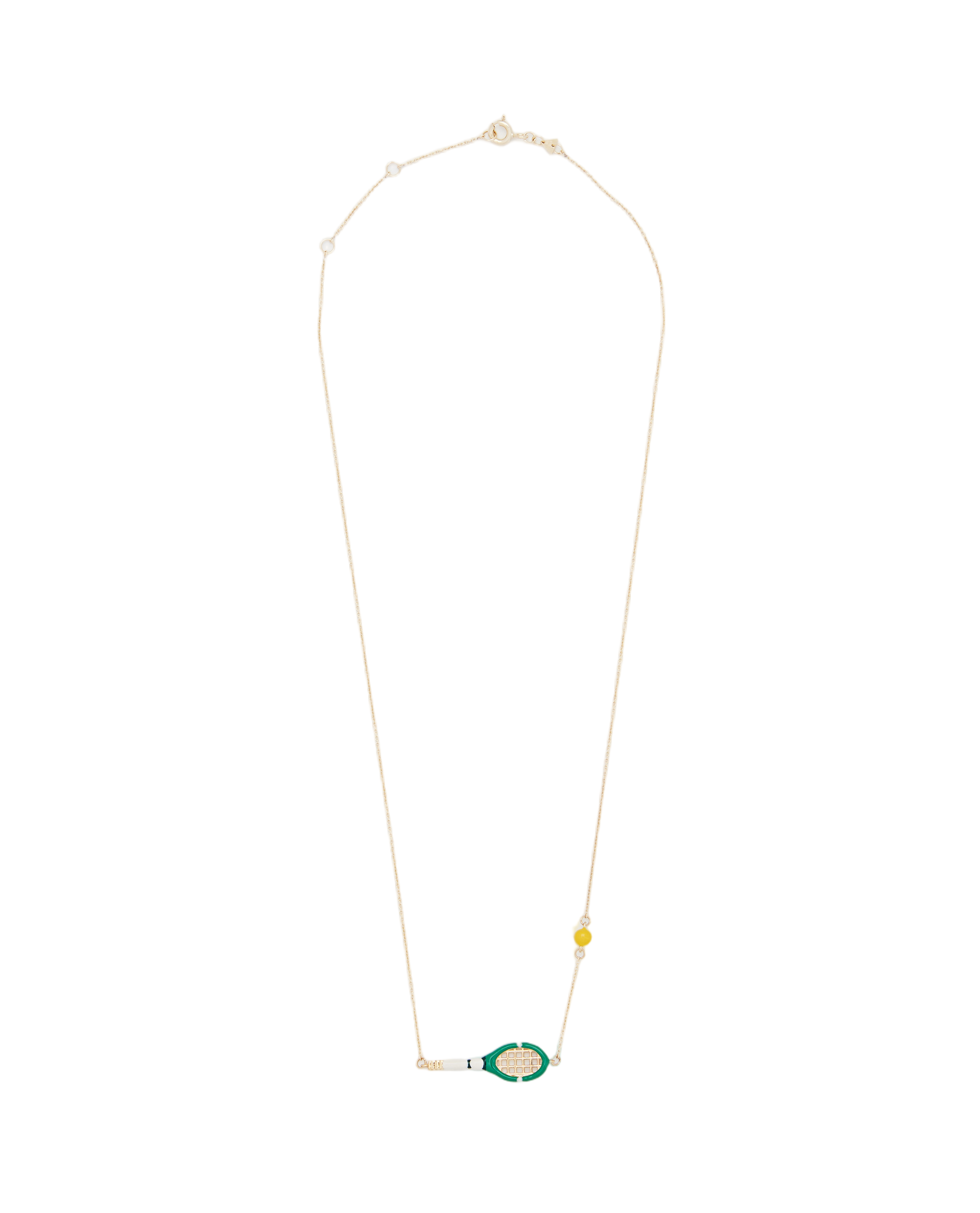 Gold/Green Tennis Pelota 9K Gold Necklace