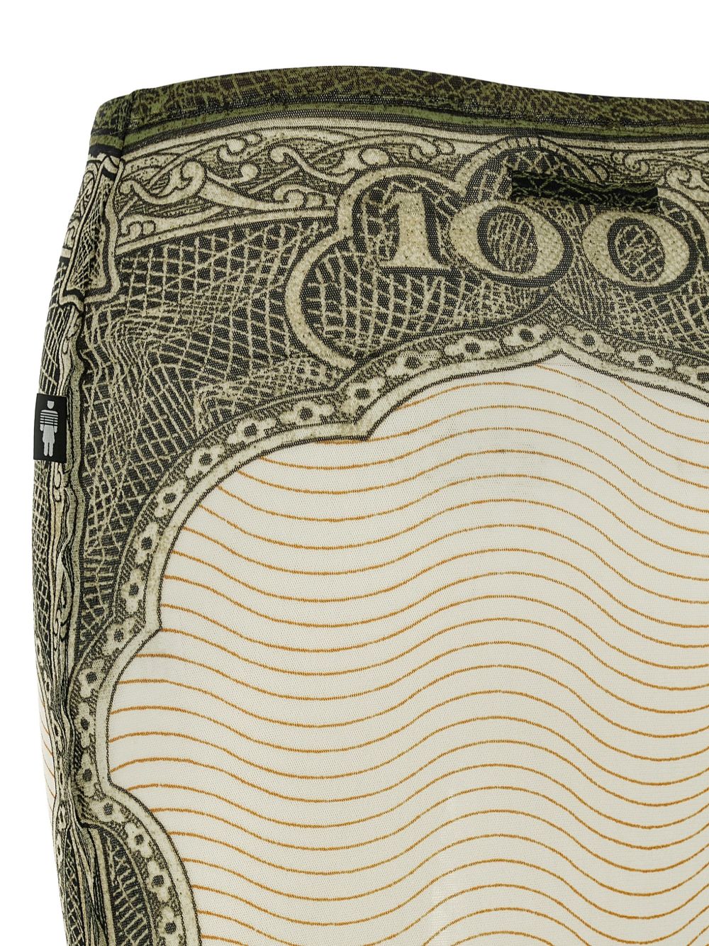 Pencil Midi Skirt With Vintage Banknote Print