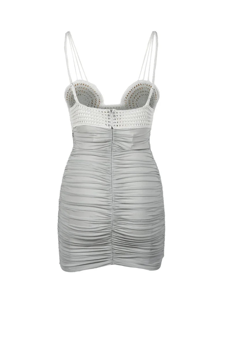 Women's Lycra Stretch Dress - Grey/Beige