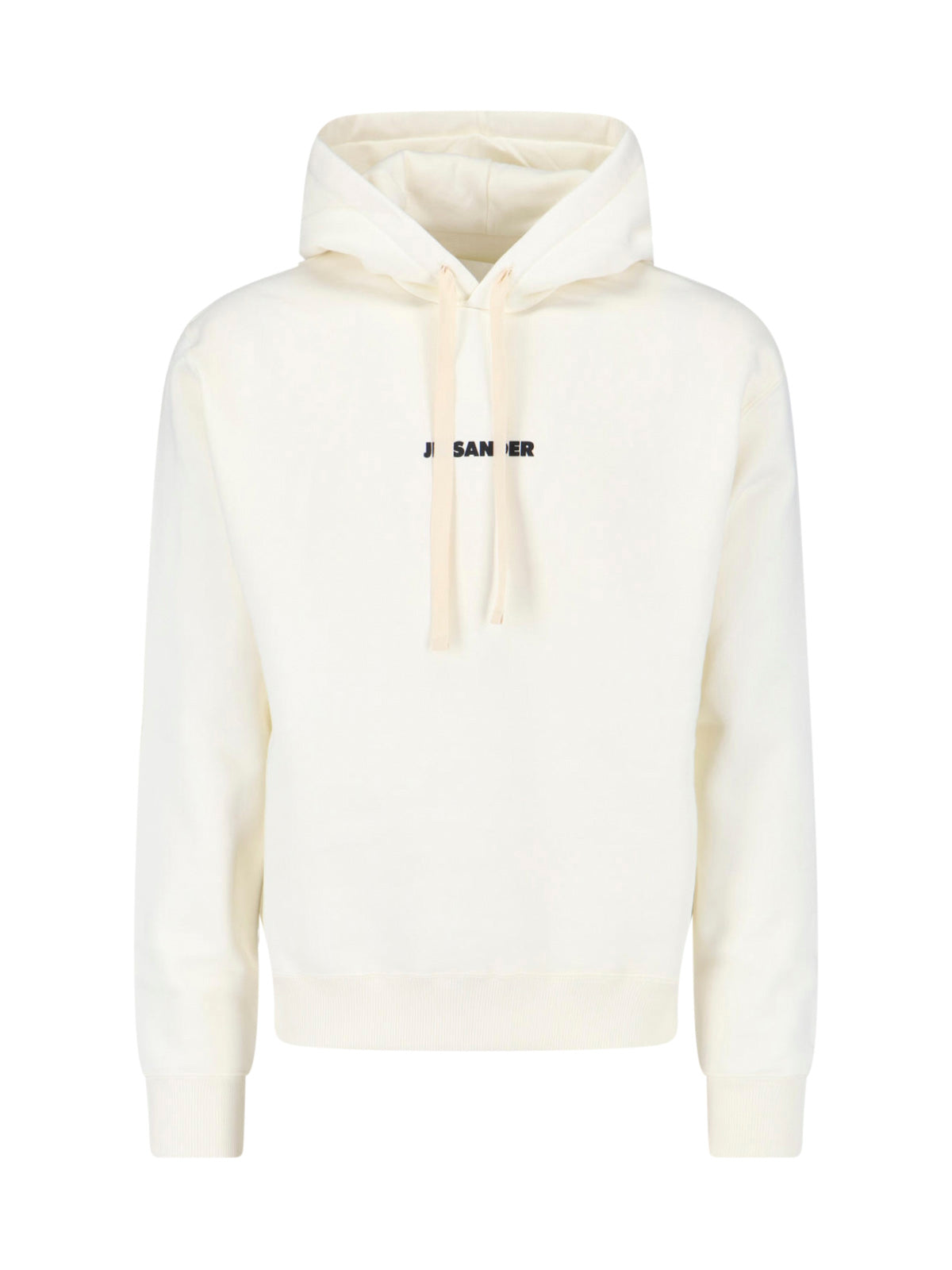 White Cropped Contrast Logo Cotton Hoodie