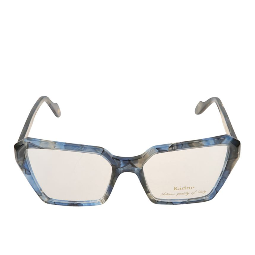 Kamila Light Geometric Frame Eyeglasses with Marbled Blue Finish