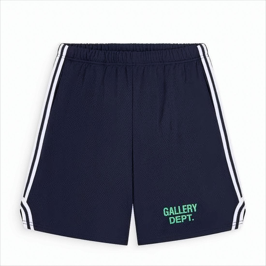 Textured Blue Active Shorts with Vertical Stripes