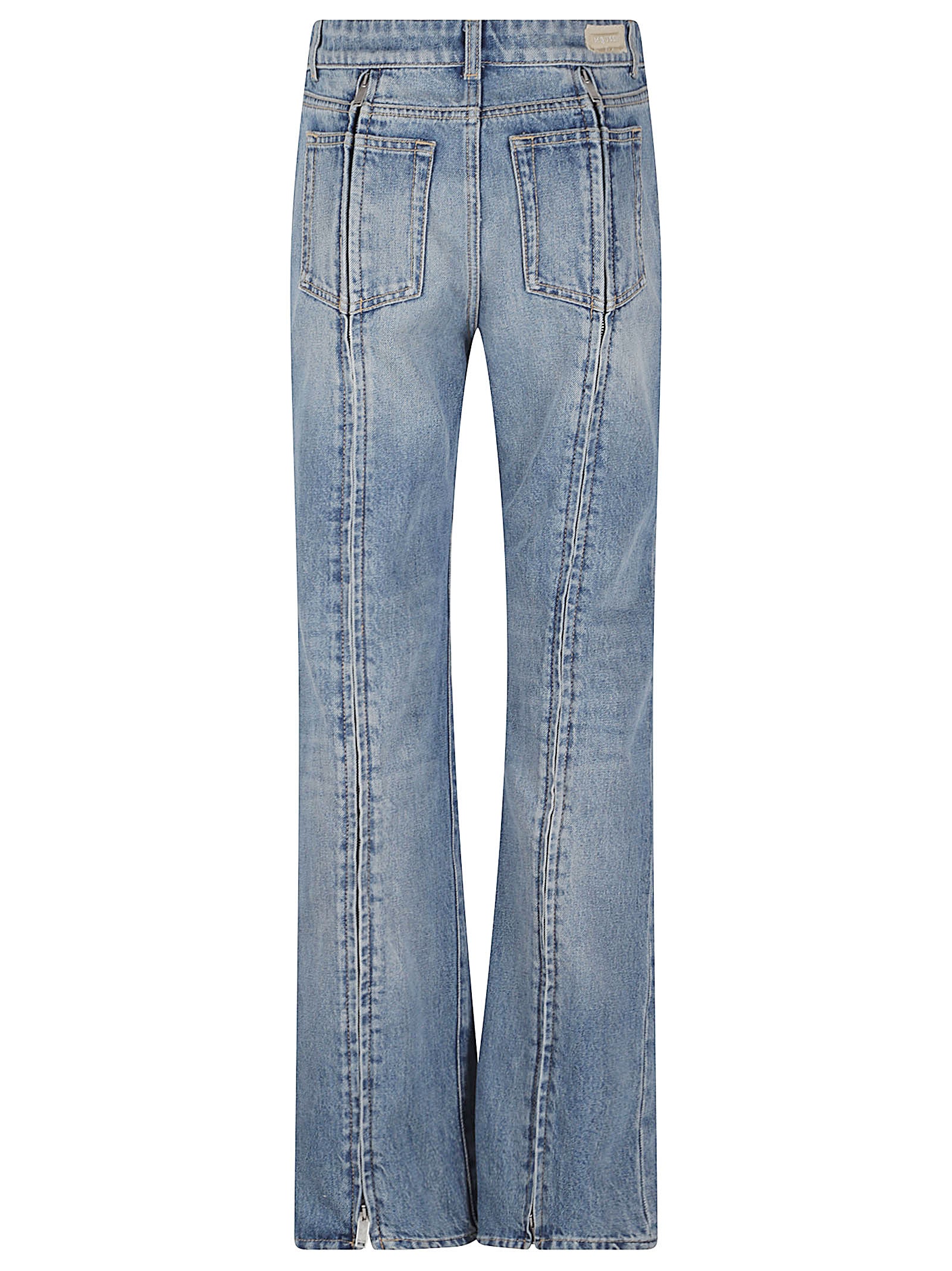 Slightly Flared Light Blue Jeans with Raw Hem