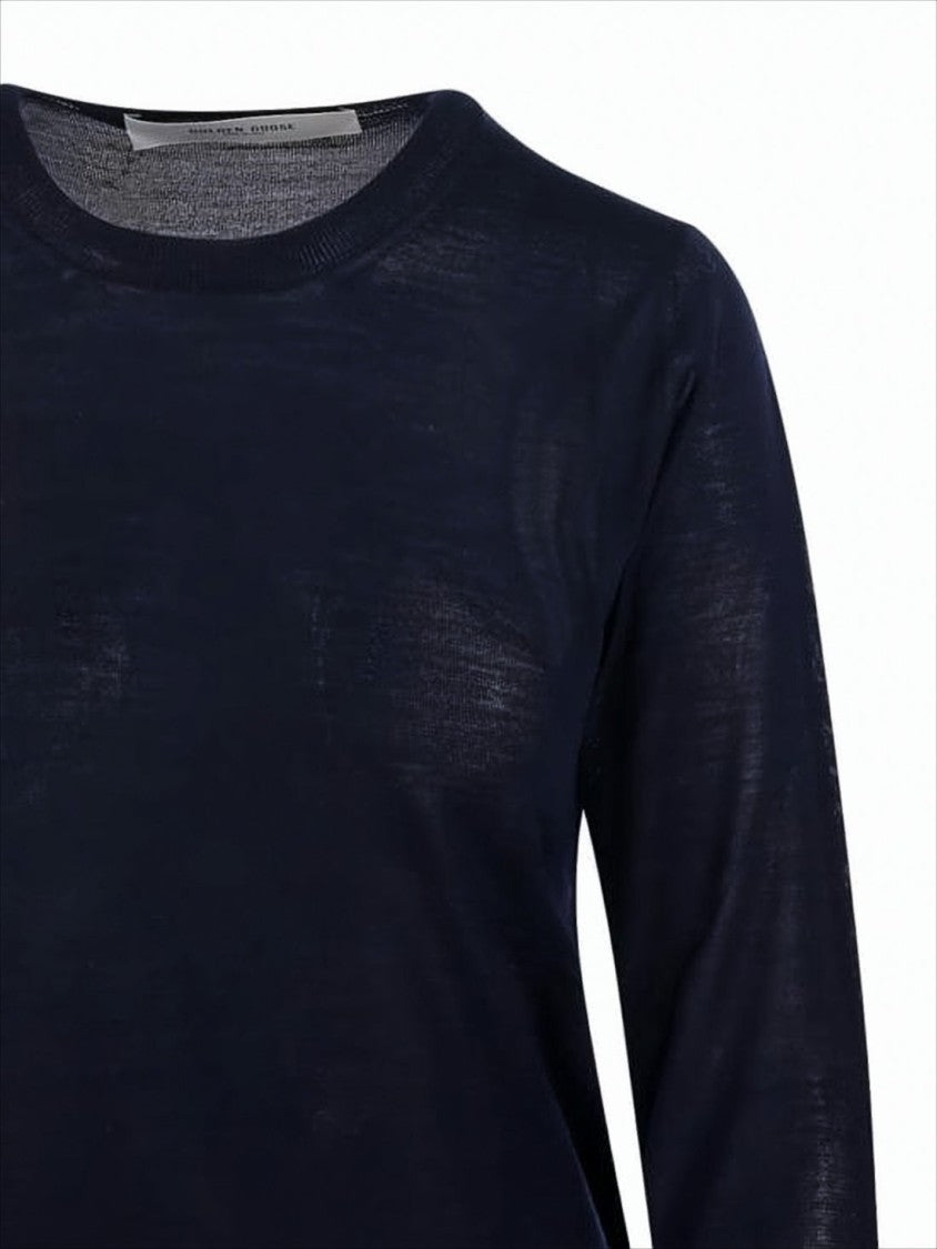 Minimalist Black Wool Sweater with Patch Detail