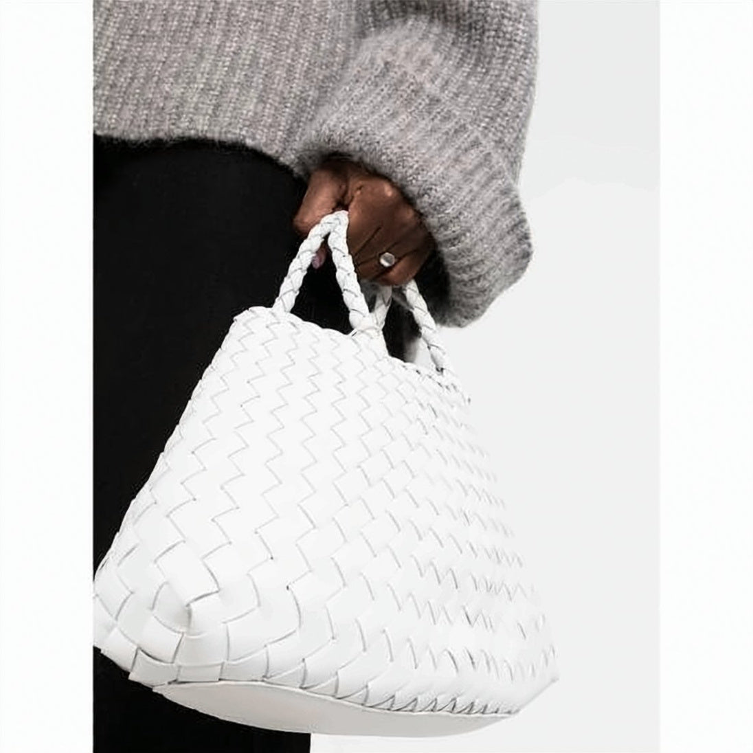 Artisanal Woven Buffalo Leather Tote Bag