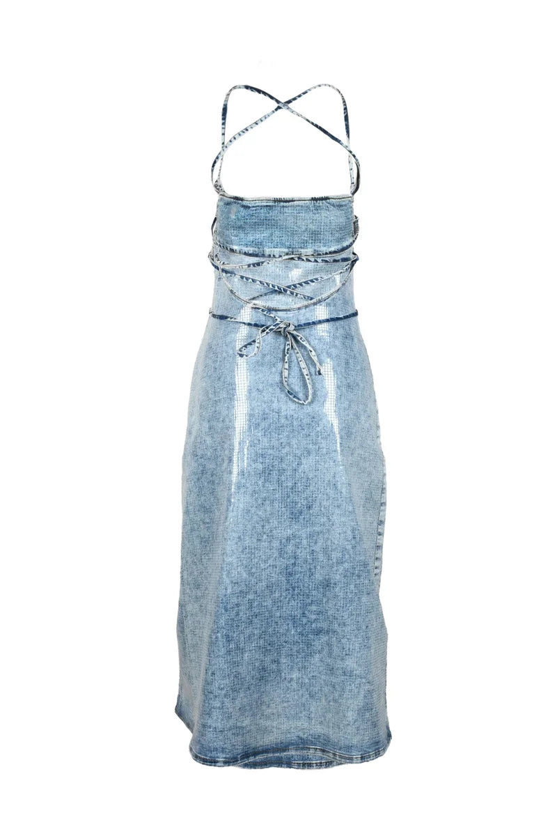 Long Coated Dress - Light Blue