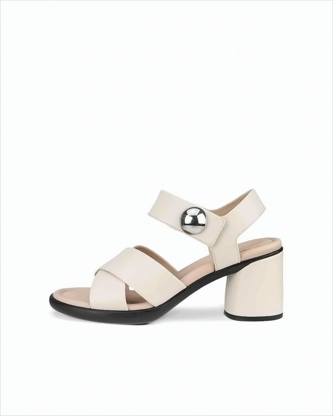 Block Heel Sandals with Leather Straps