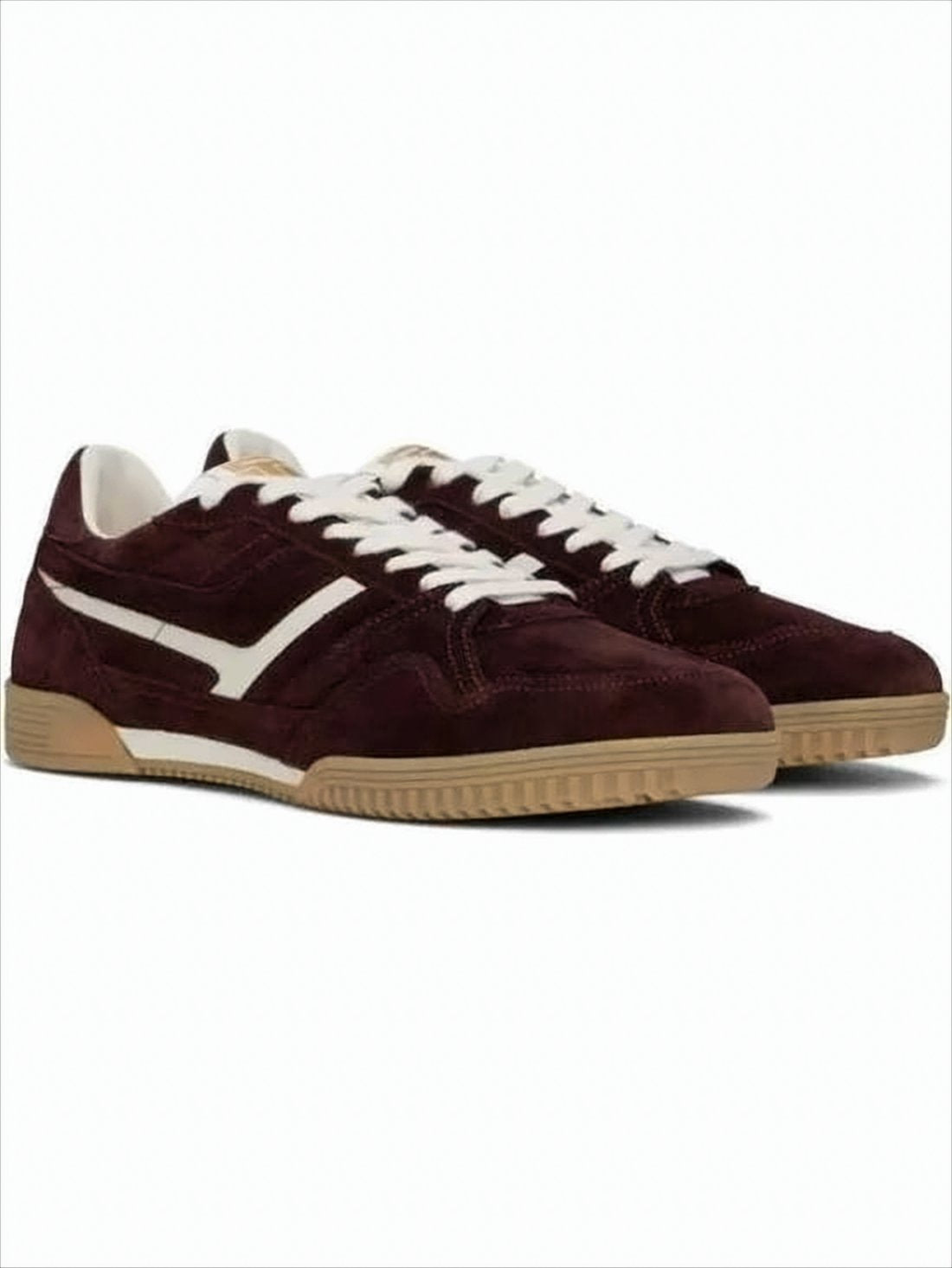 Deep Burgundy Suede Low-Top Sneakers with Leather Lining