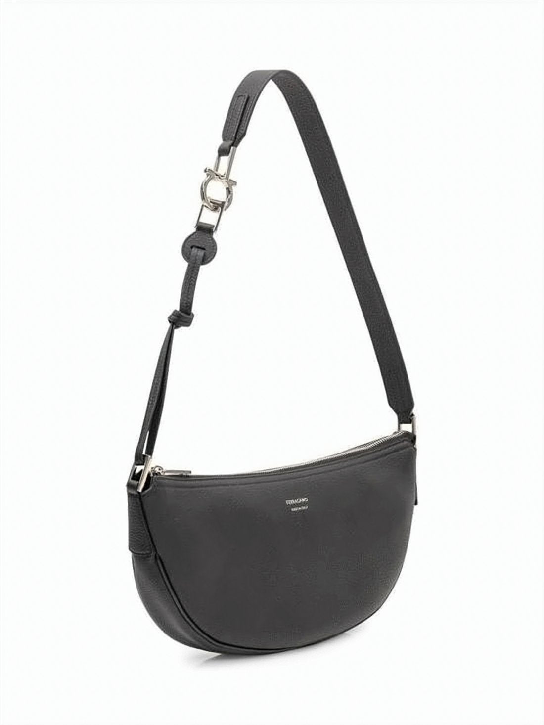 Contemporary Crescent Shoulder Bag in Smooth Calf Leather