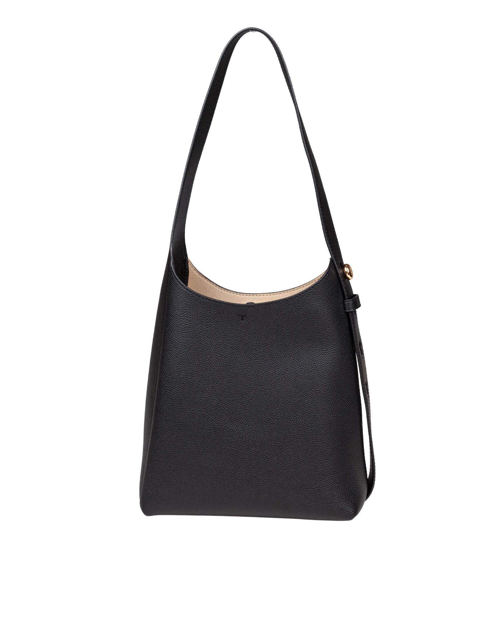 Romy Small Leather Hobo Bag, Black