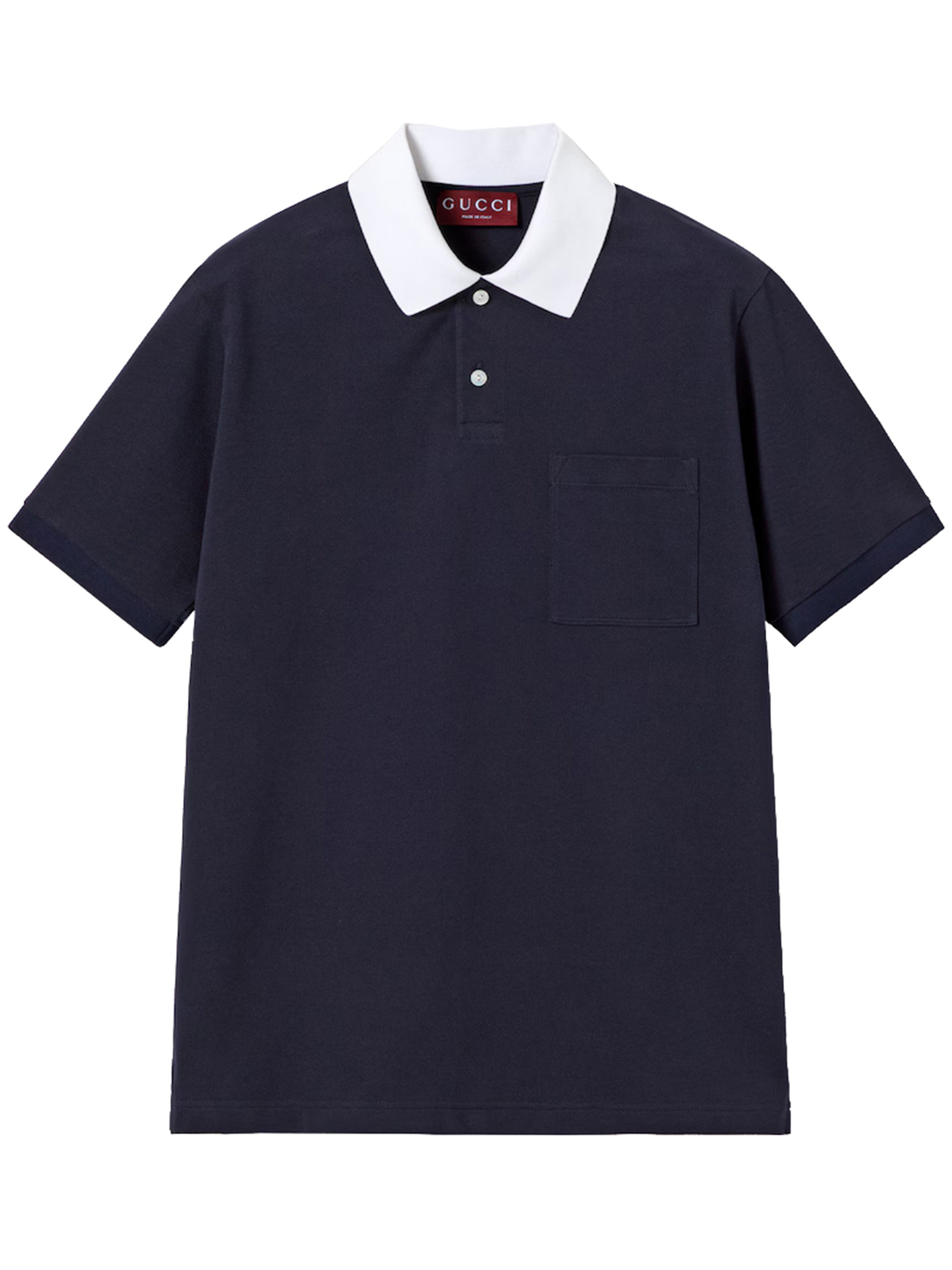 Blue Short-Sleeve Contrast Collar Polo