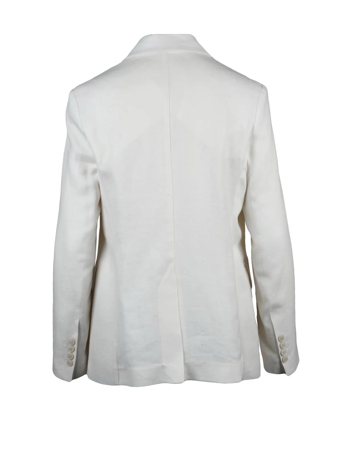 White Double-Breasted Linen Wool Silk Jacket