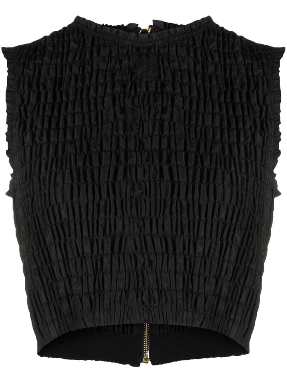 Smocked Black Crop Top