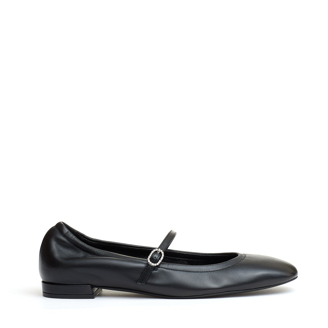 Ballerina With Strap Black Leather