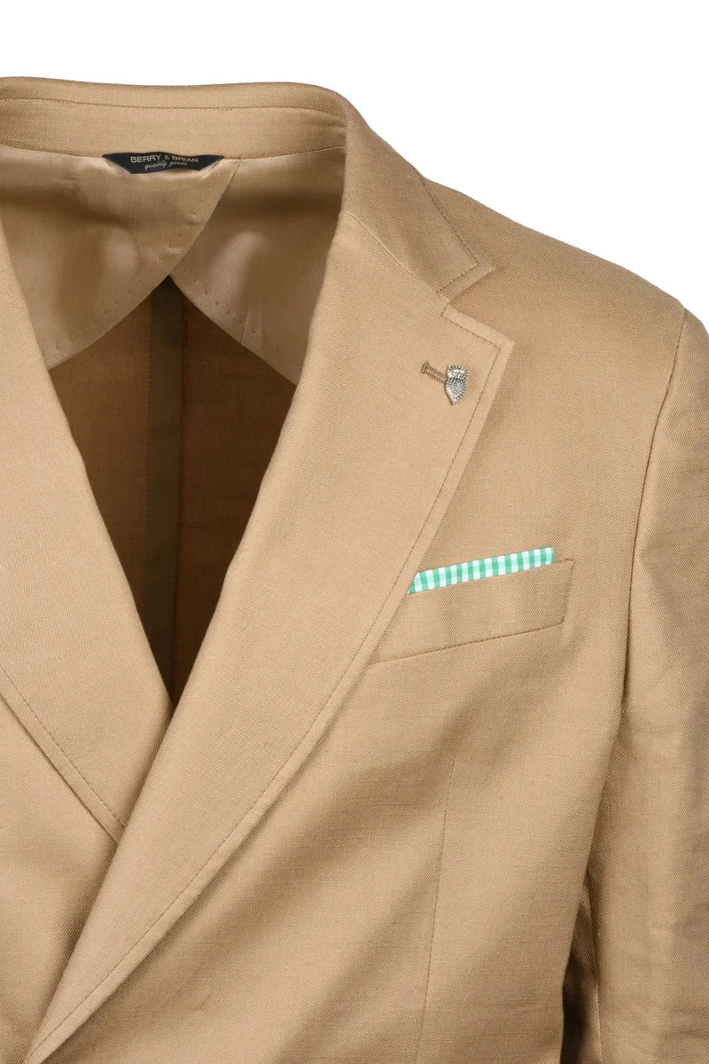 Double-Breasted Jacket Linen Cotton Blend - Beige