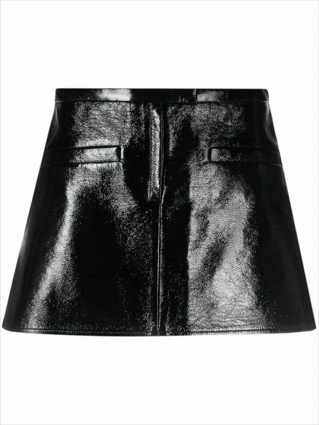 High-Waisted A-Line Skirt with Glossy Finish