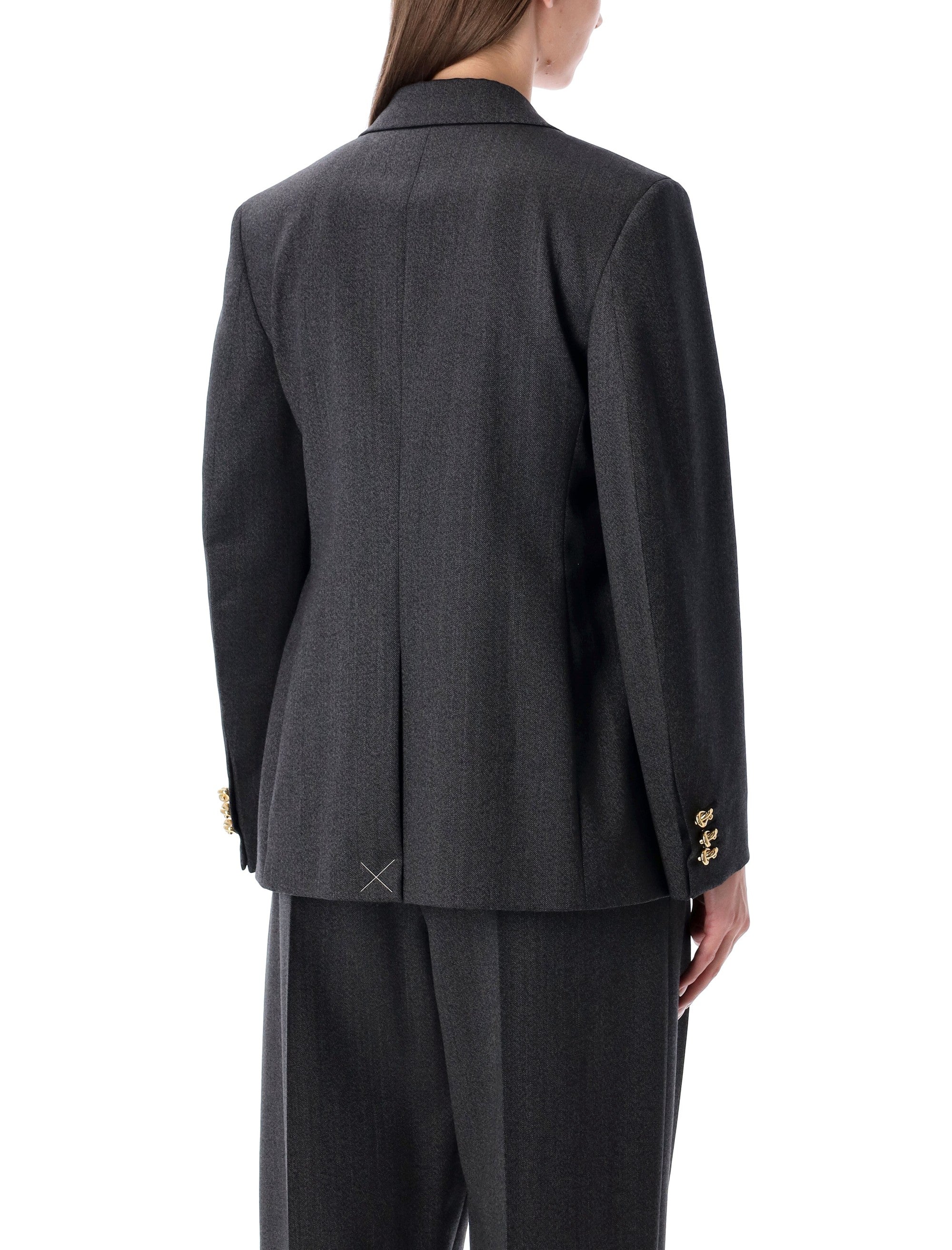Grey Blazer With Gold Knot Buttons