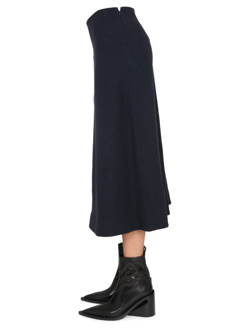 Flared Black Midi Skirt