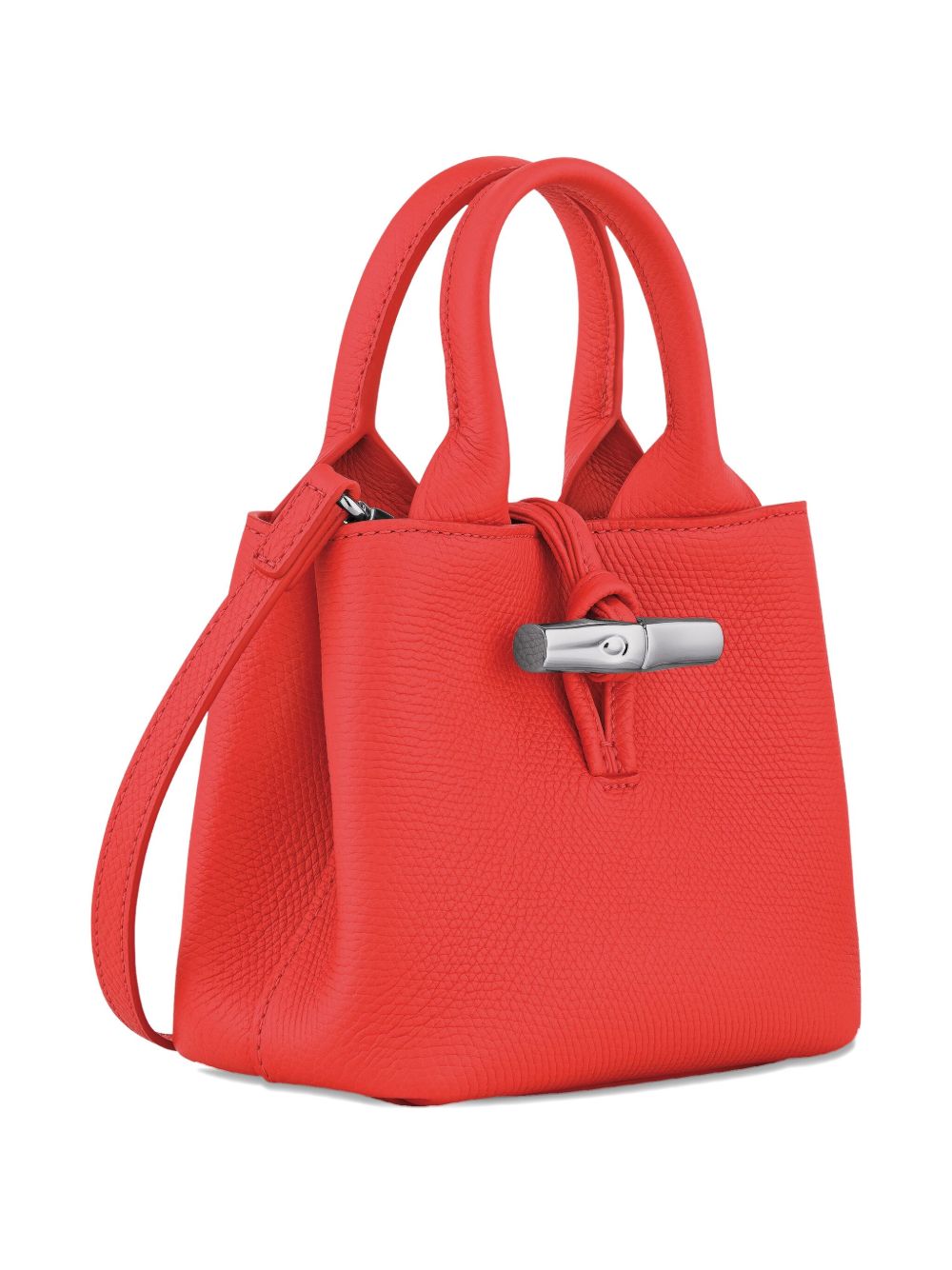 Structured Red Handbag With Silver-Tone Clasp