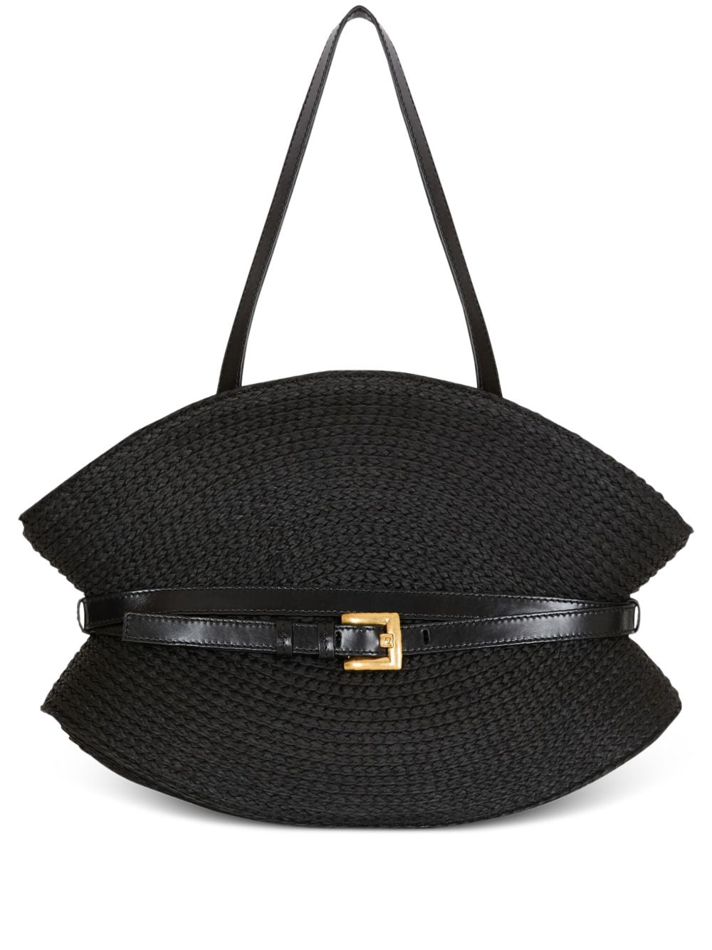 Sculptural Black Calfskin Leather Bag