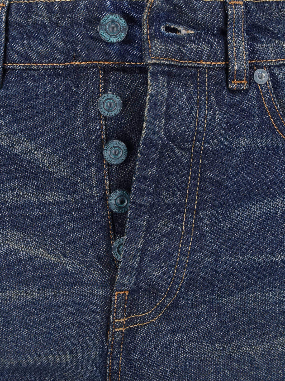 Blue Flared Faded Denim Jeans