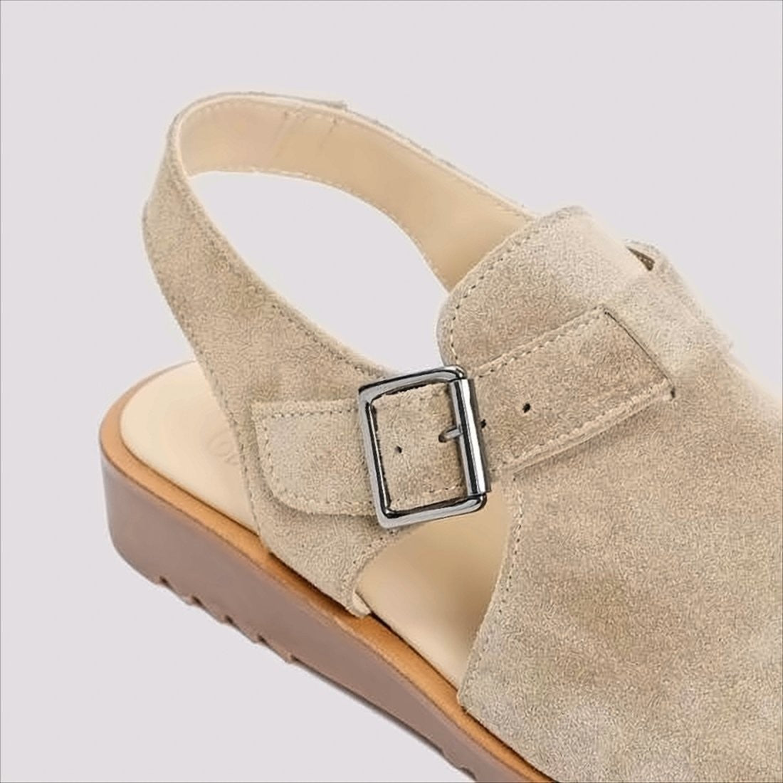 Closed-Toe Suede Sandals with Adjustable Slingback Strap