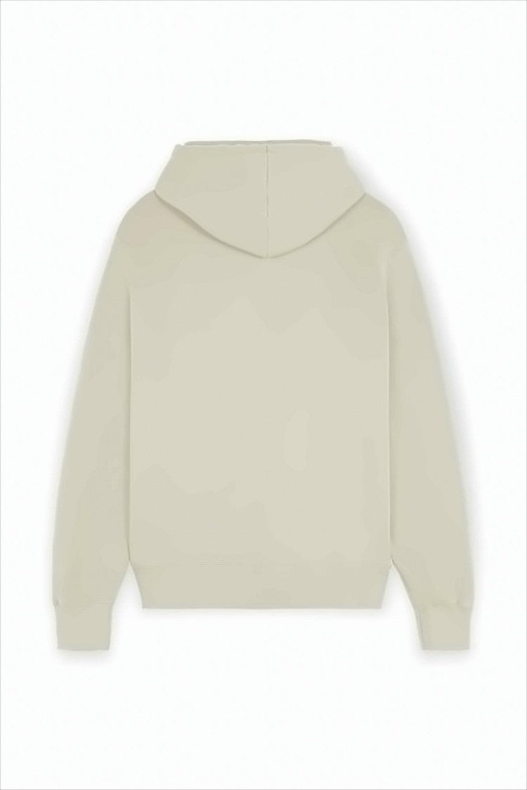 Minimalist Light Beige Hoodie with Embroidered Fox Emblem