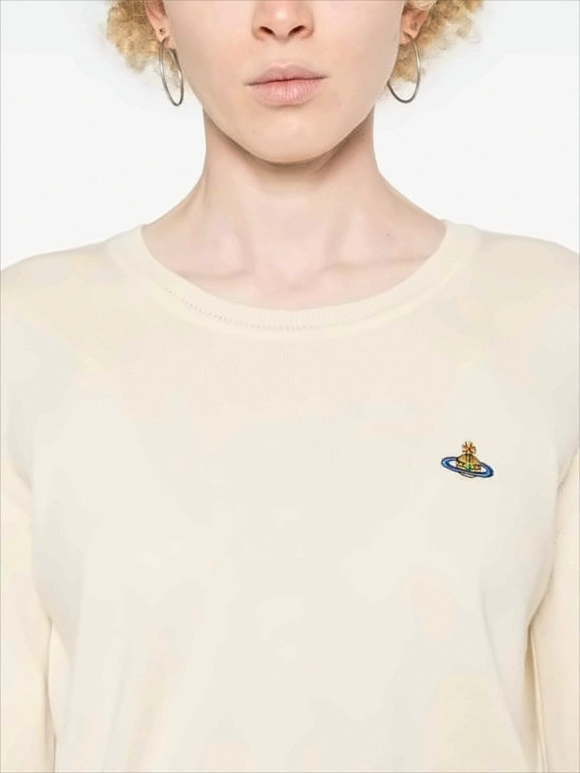 Classic Crew Neck Sweater with Embroidered Emblem