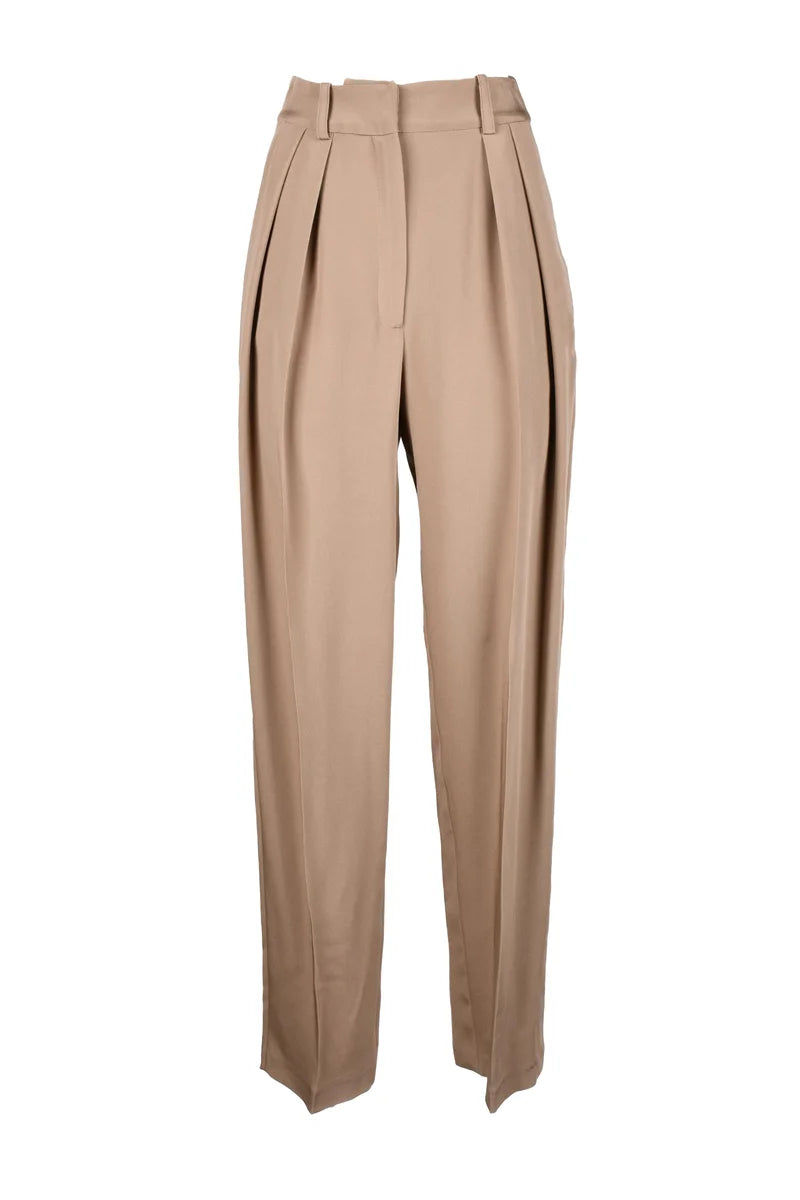 High-Waisted Wide-Leg Silk Trousers